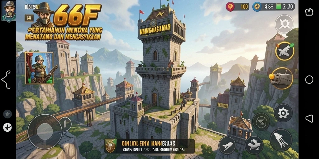 Tampilan gameplay seru dari 666F, mendefinisikan genre Tower Defense.