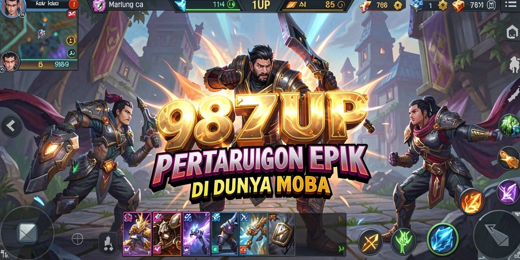 Tampilan gameplay seru dari 987UP dalam pertarungan MOBA.