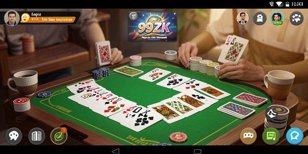 Screenshot gameplay seru 99ZK yang menunjukkan aksi Gaple.