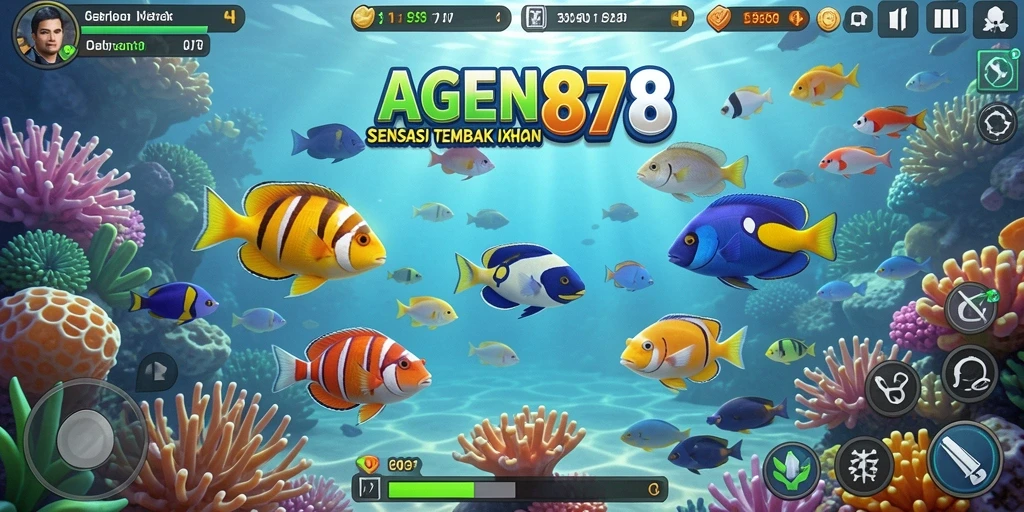 Tampilan gameplay AGEN878 saat menembak ikan dengan grafis yang menarik.