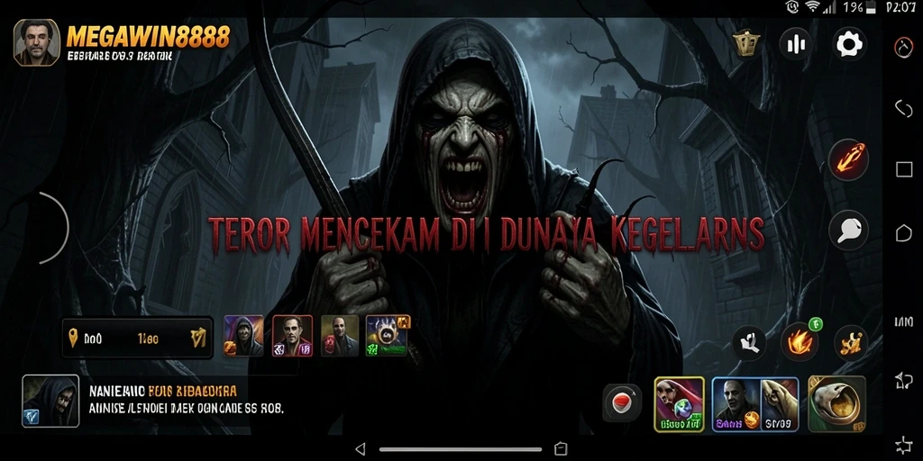 Screenshot gameplay MEGAWIN888 menampilkan suasana Horror yang mencekam.