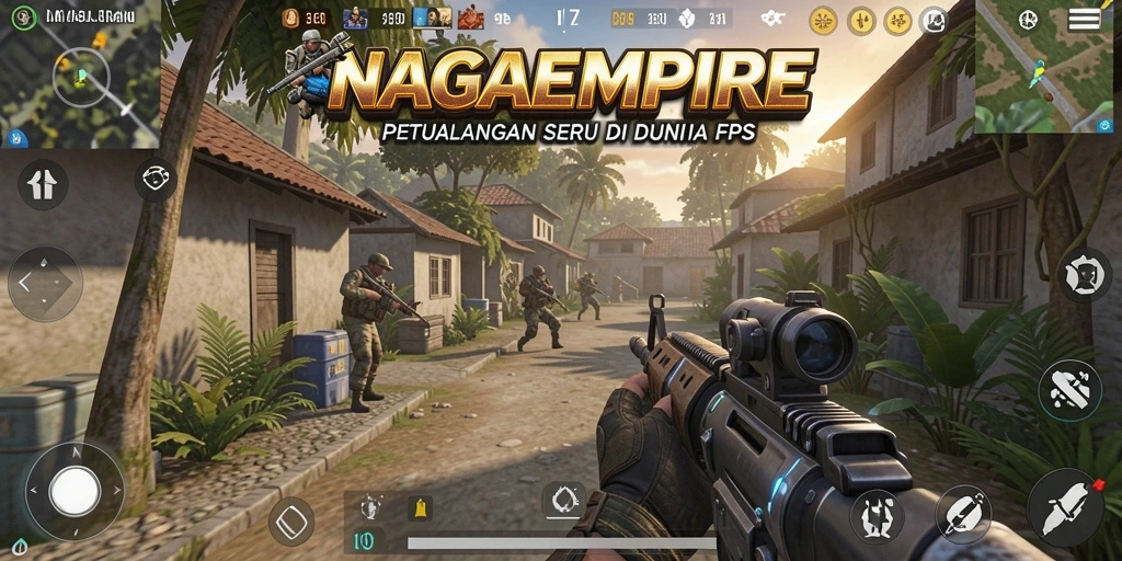 Tangkapan layar menampilkan aksi menembak intens dalam NAGAEMPIRE.