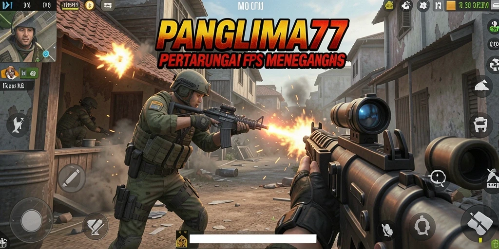 Screenshot permainan PANGLIMA77 menunjukkan aksi tembak-menembak yang mendebarkan.