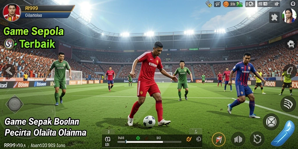 Tampilan gameplay menarik dari RR999 dengan aksi sepak bola yang mendebarkan.