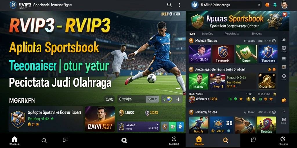 Tampilan screenshot utama RVIP3 menampilkan fitur taruhan olahraga secara langsung.