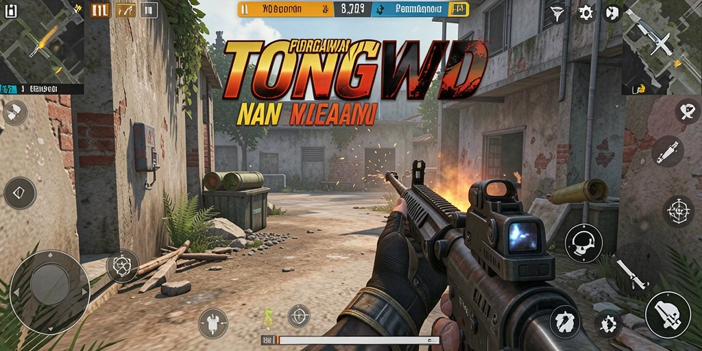 Tampilan gameplay TONGWD dengan aksi seru dan intensitas tinggi.