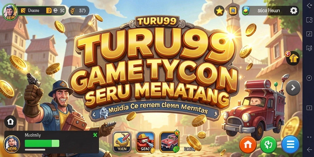 Screenshot gameplay <strong>TURU99</strong> yang menunjukkan strategi bisnis dan pengelolaan.