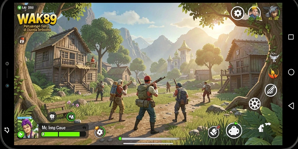 Screenshot gameplay WAK89 menampilkan petualangan di dunia terbuka.