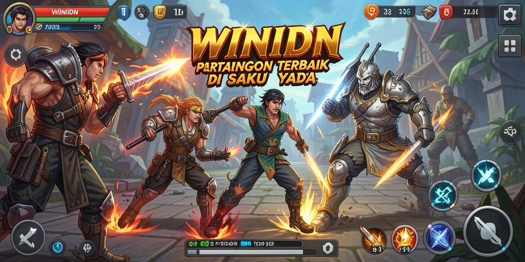 Tampilan seru gameplay WINIDN dalam pertarungan antar karakter.